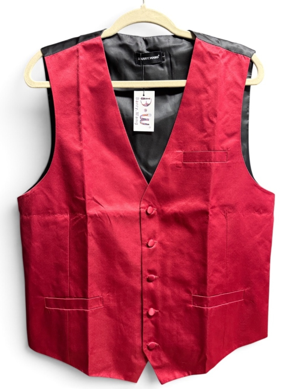 Barry.Wang Red Slim Fit Formal Suit Vest Men's Large NWT